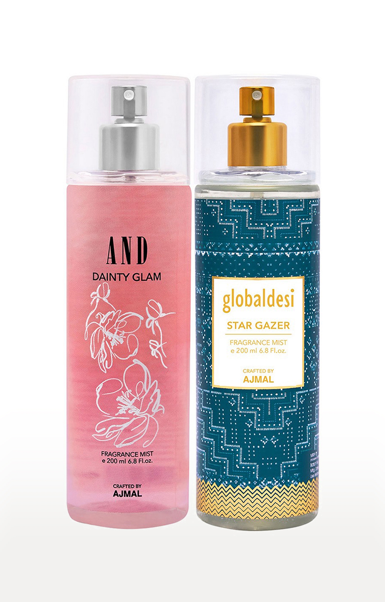 AND Dainty Glam Body Mist 200ML & Global Desi Star Gazer Body Mist 200ML Long Lasting Scent Spray Gift For Women Perfume FREE