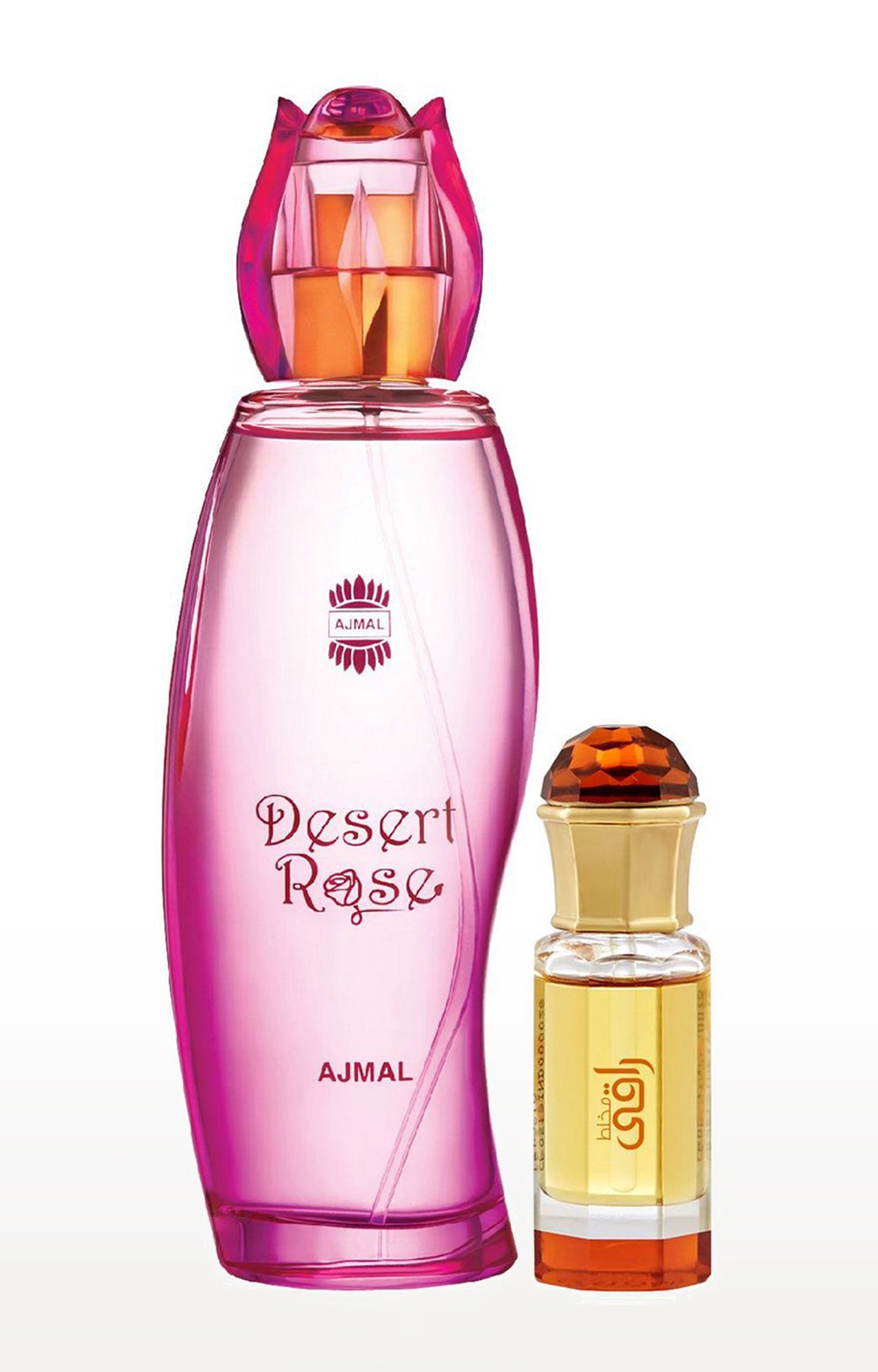 Ajmal | Ajmal Desert Rose EDP Oriental Perfume 100ml for Women and Mukhallat Raaqi Concentrated Perfume Oil Fruity Alcohol-free Attar 10ml for Unisex