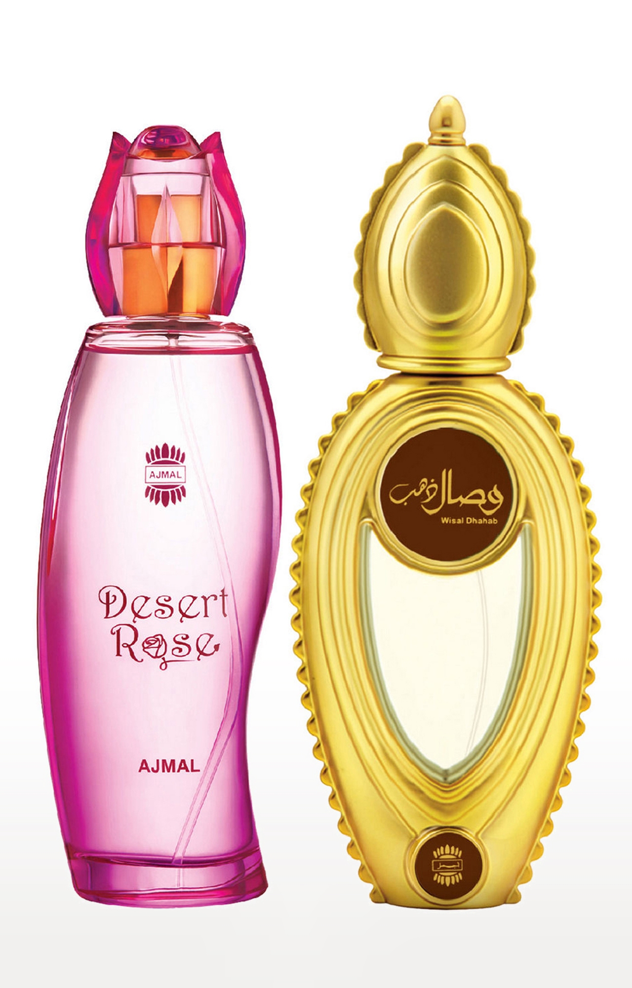 Ajmal Desert Rose EDP Oriental Perfume 100ml for Women and Wisal Dhahab EDP Fruity Perfume 50ml for Men