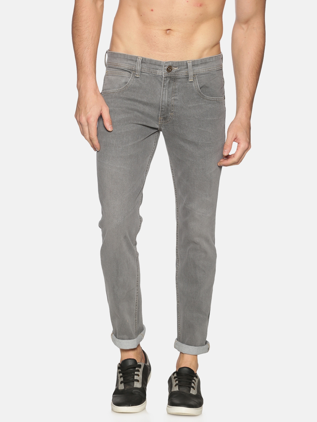 Chennis | Chennis Mens Cotton Slim Fit Casual Grey Jeans