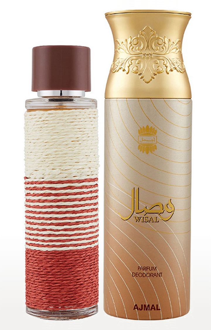 Maryaj Deuce Homme Eau De Parfum Perfume 100ml for Men and Ajmal Wisal Deodorant Musky Fragrance 200ml for Women