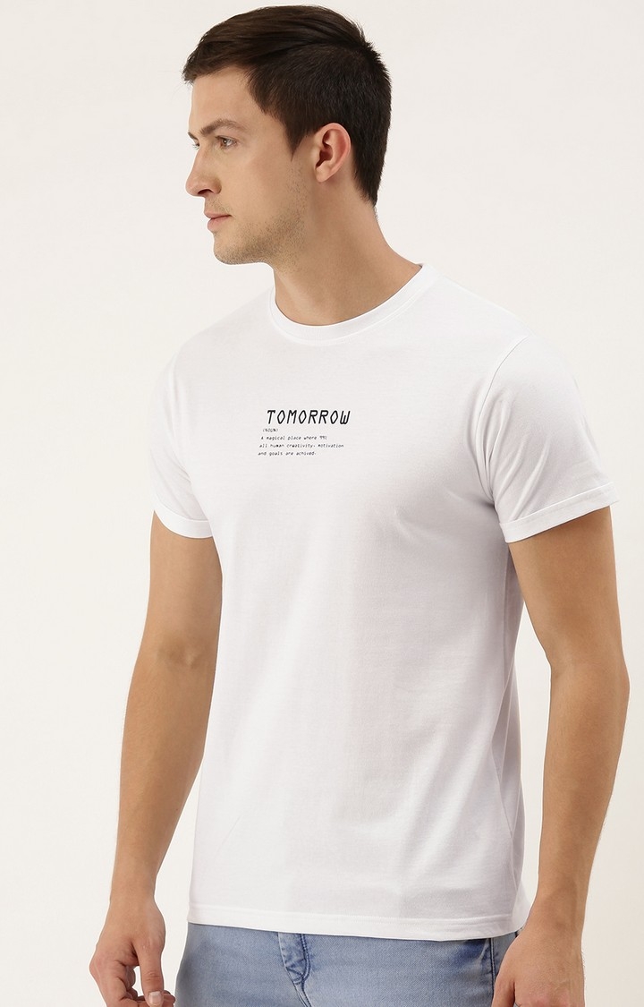 Men's White Cotton Printed T-Shirts