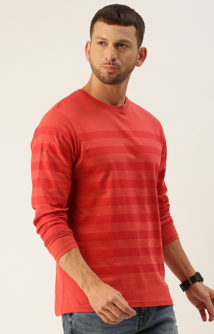 Dillinger | Dillinger Men's Full Sleeve Red Striped T-Shirt