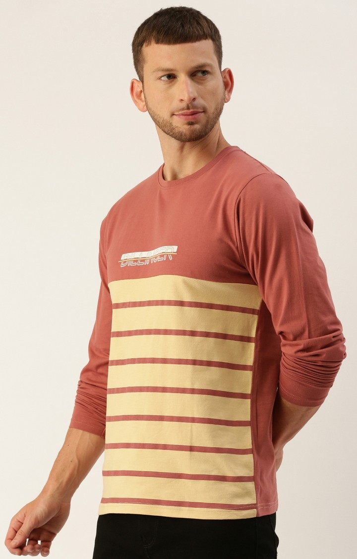 Dillinger | Dillinger Men's Full Sleeve Pink Striped T-Shirt