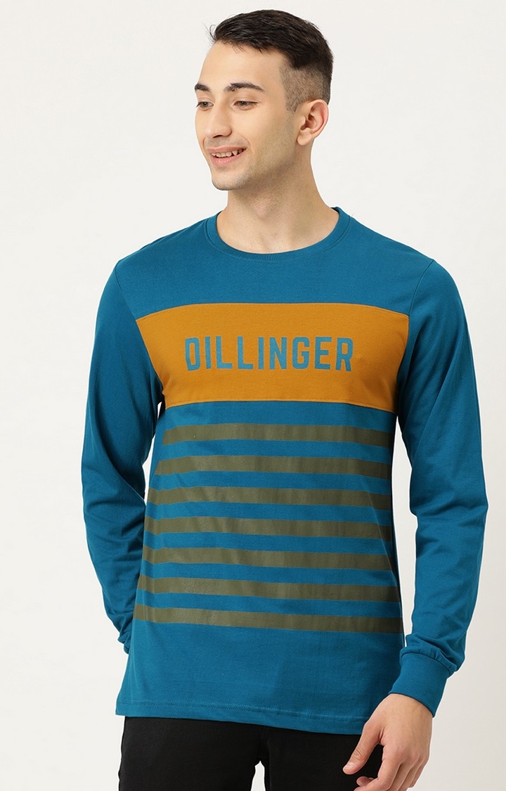 Dillinger | Dillinger Men's Full Sleeve Blue Striped T-Shirt