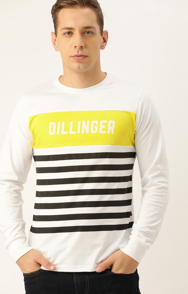 Dillinger | Dillinger Men's Full Sleeve White Striped T-Shirt