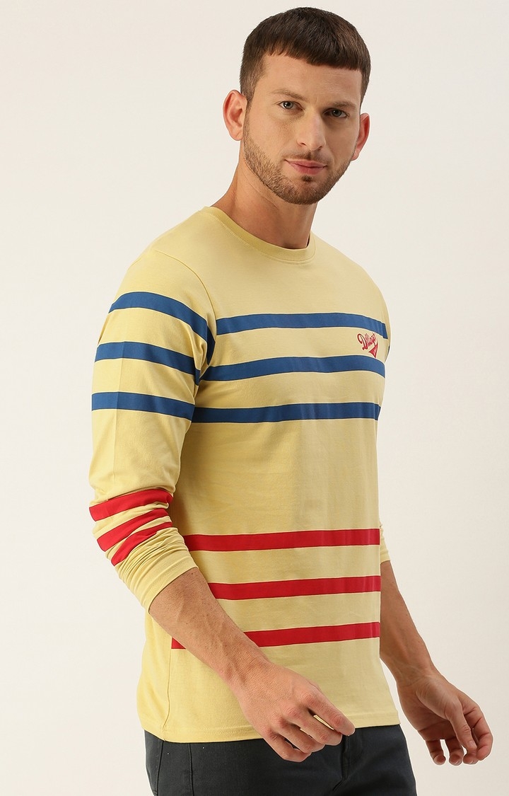 Dillinger | Dillinger Men's Full Sleeve Yellow Striped T-Shirt