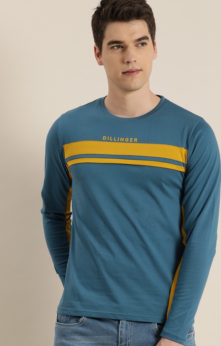 Dillinger | Dillinger Men's Full Sleeve Blue Printed T-Shirt