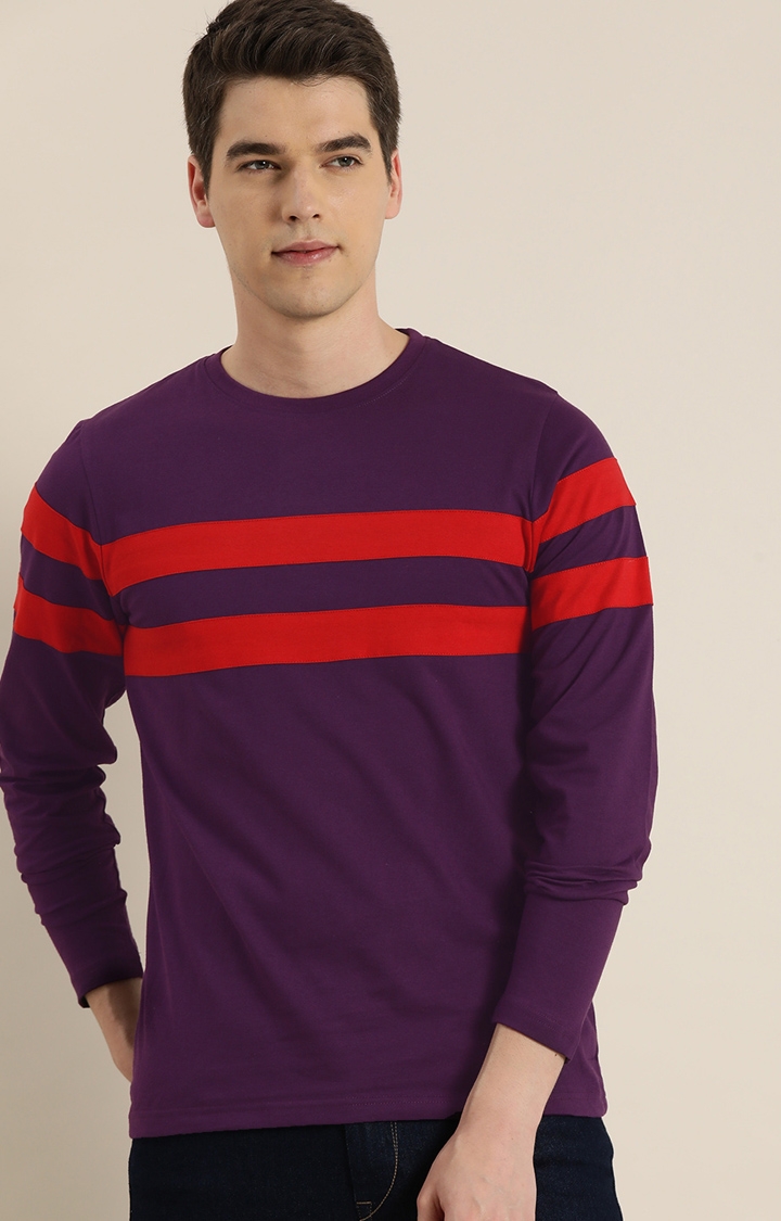 Dillinger | Dillinger Men's Full Sleeve Purple Colourblock T-Shirt