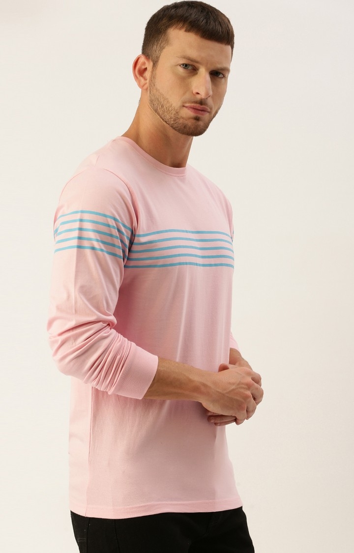 Dillinger | Dillinger Men's Full Sleeve Pink Striped T-Shirt 0