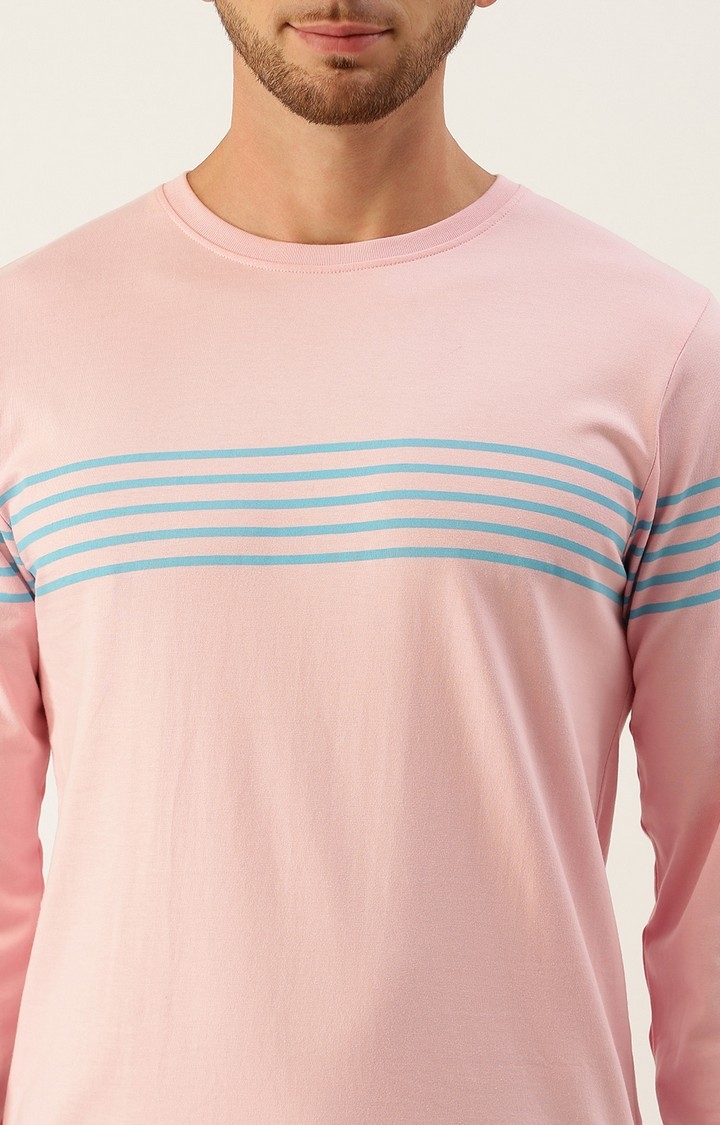 Dillinger | Dillinger Men's Full Sleeve Pink Striped T-Shirt 4