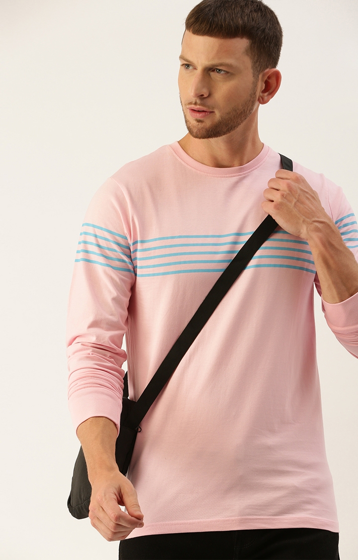 Dillinger | Dillinger Men's Full Sleeve Pink Striped T-Shirt 1
