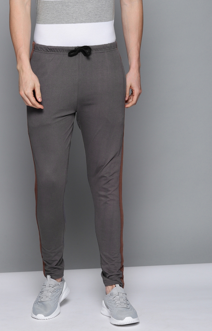 Men's Grey Cotton Solid Trackpants