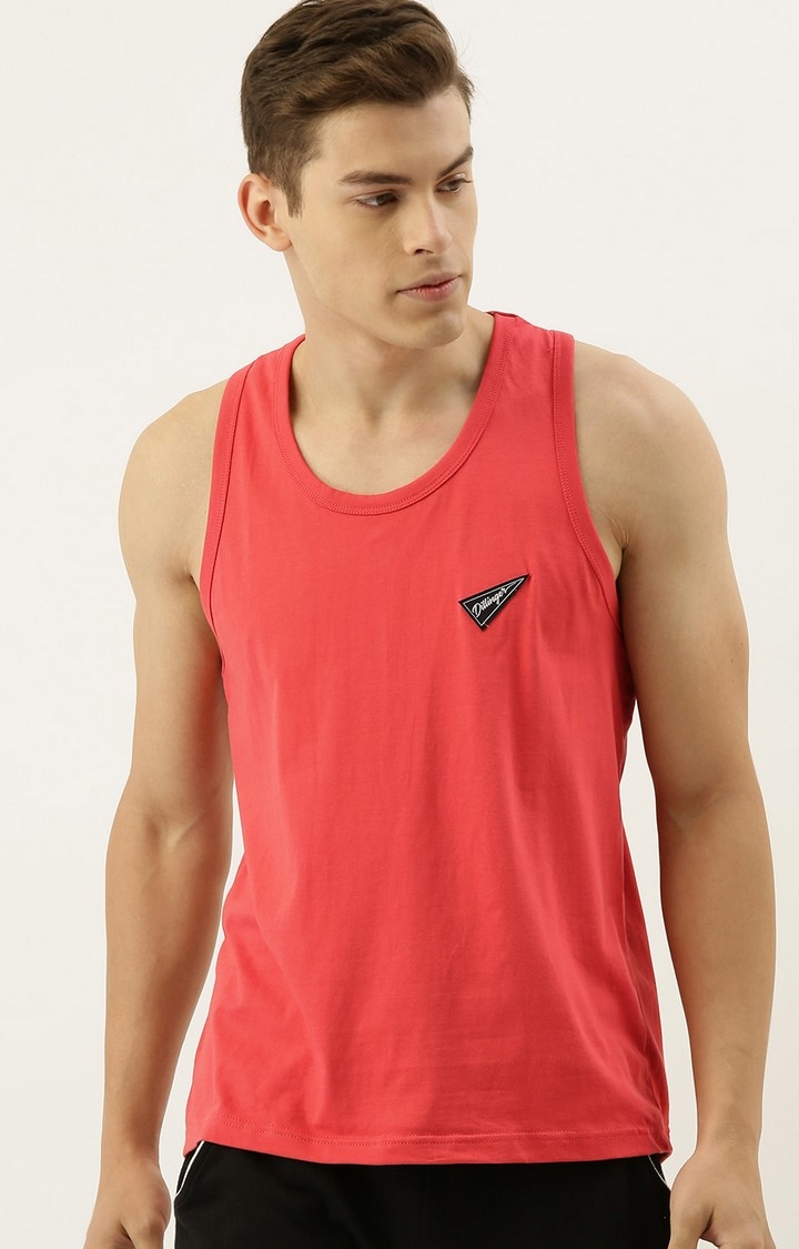 Dillinger Red Solid Sleeveless T-Shirt