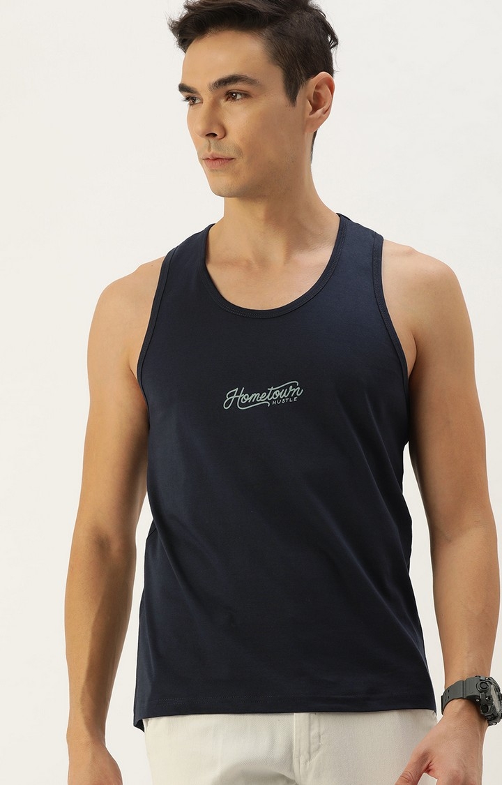 Dillinger Navy Typographic Printed Tank Top