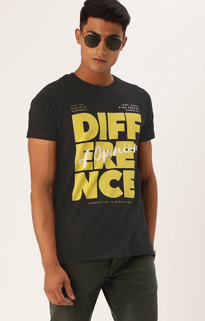 Difference of Opinion | Difference of Opinion Black Typographic Printed T-Shirt