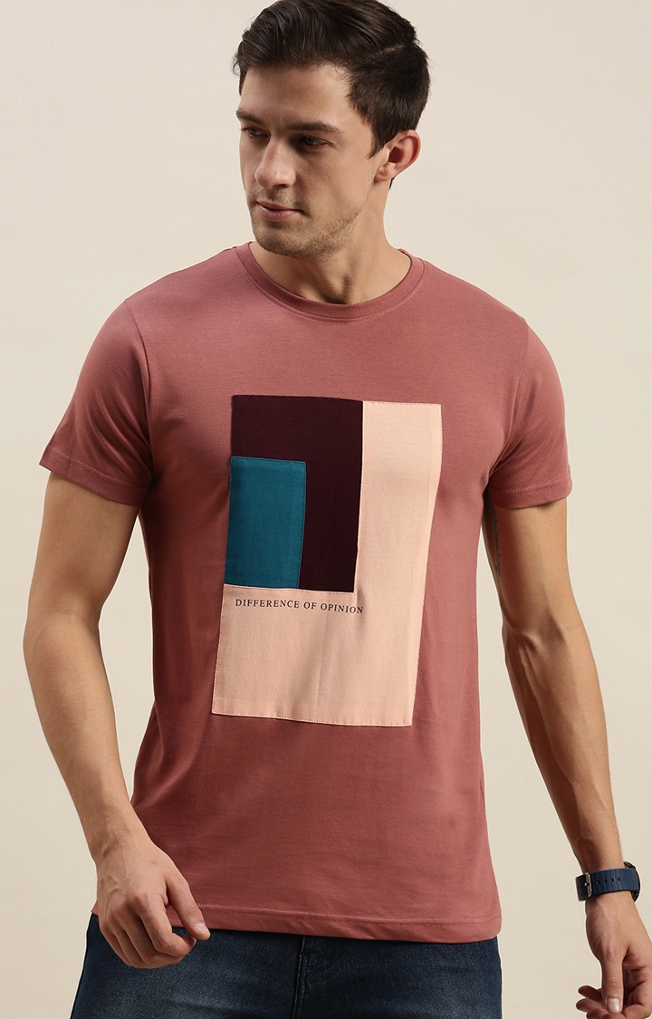 Men's Pink Cotton Printed T-Shirts