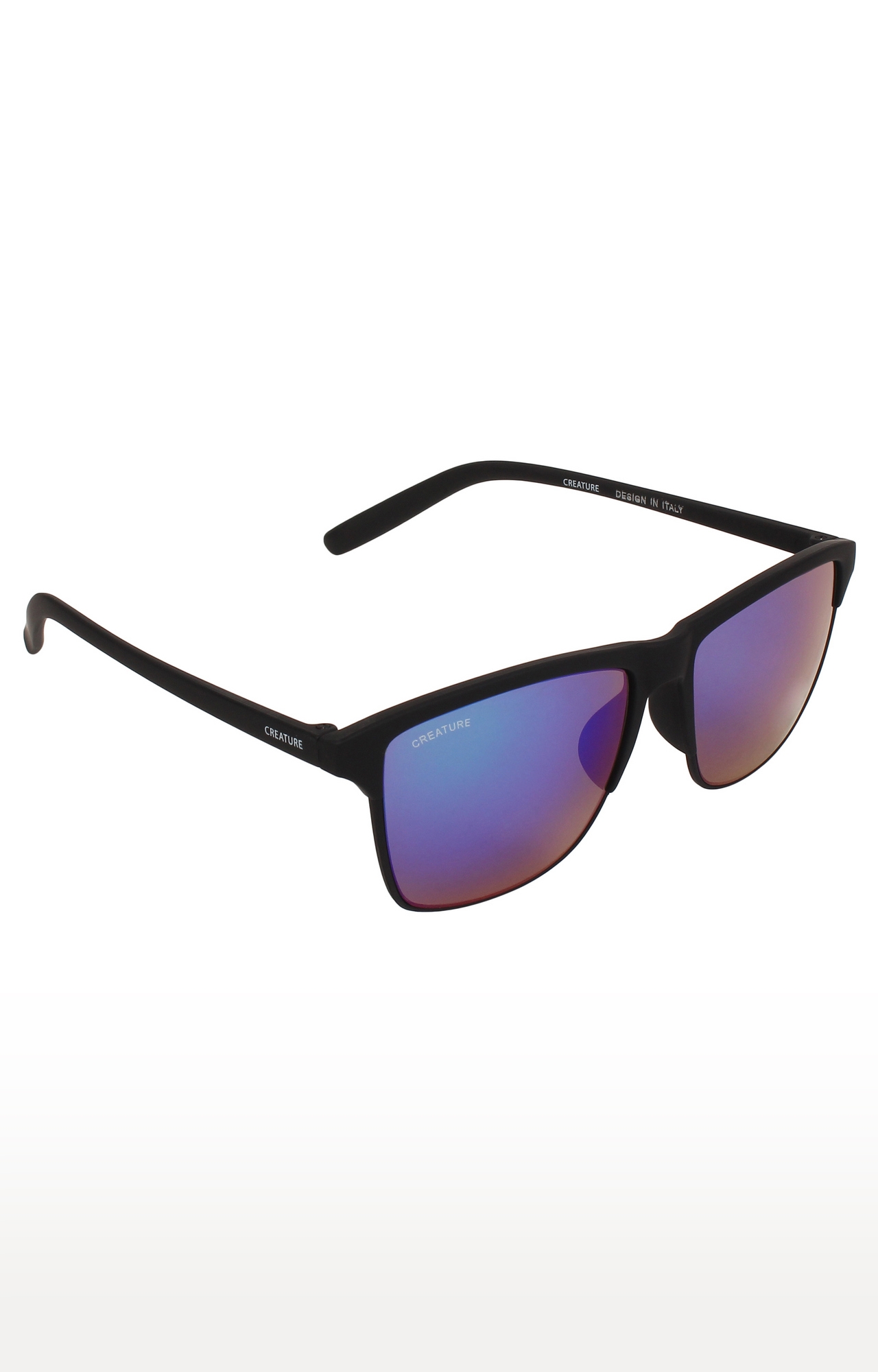 CREATURE | CREATURE Black Wayfarer Sunglasses with UV Protection (Lens-Multicolored|Frame-Black)