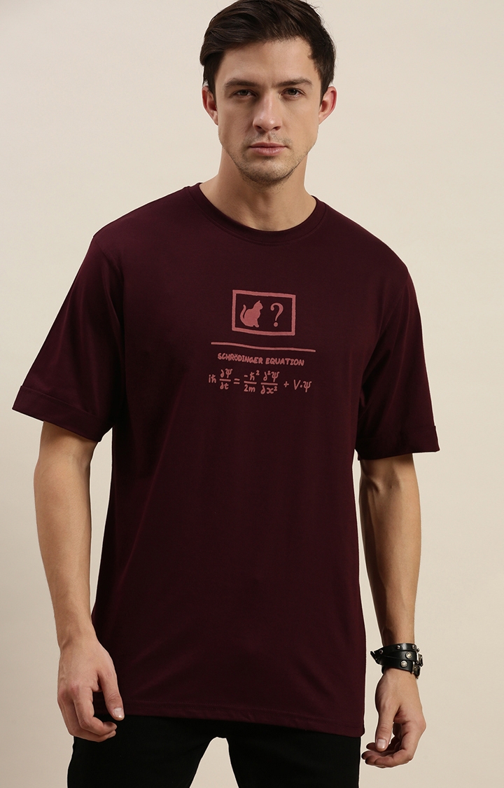 Difference of Opinion | Difference of Opinion Maroon Graphic Printed Oversized T-Shirt