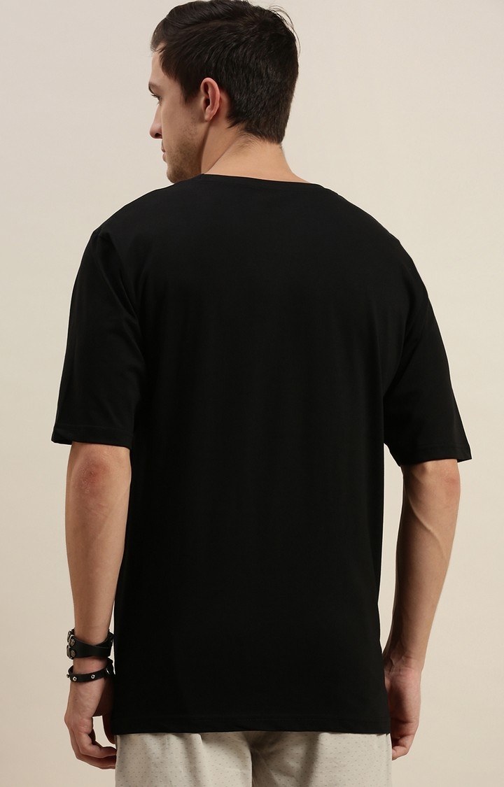 Men's Black Cotton Printed T-Shirts