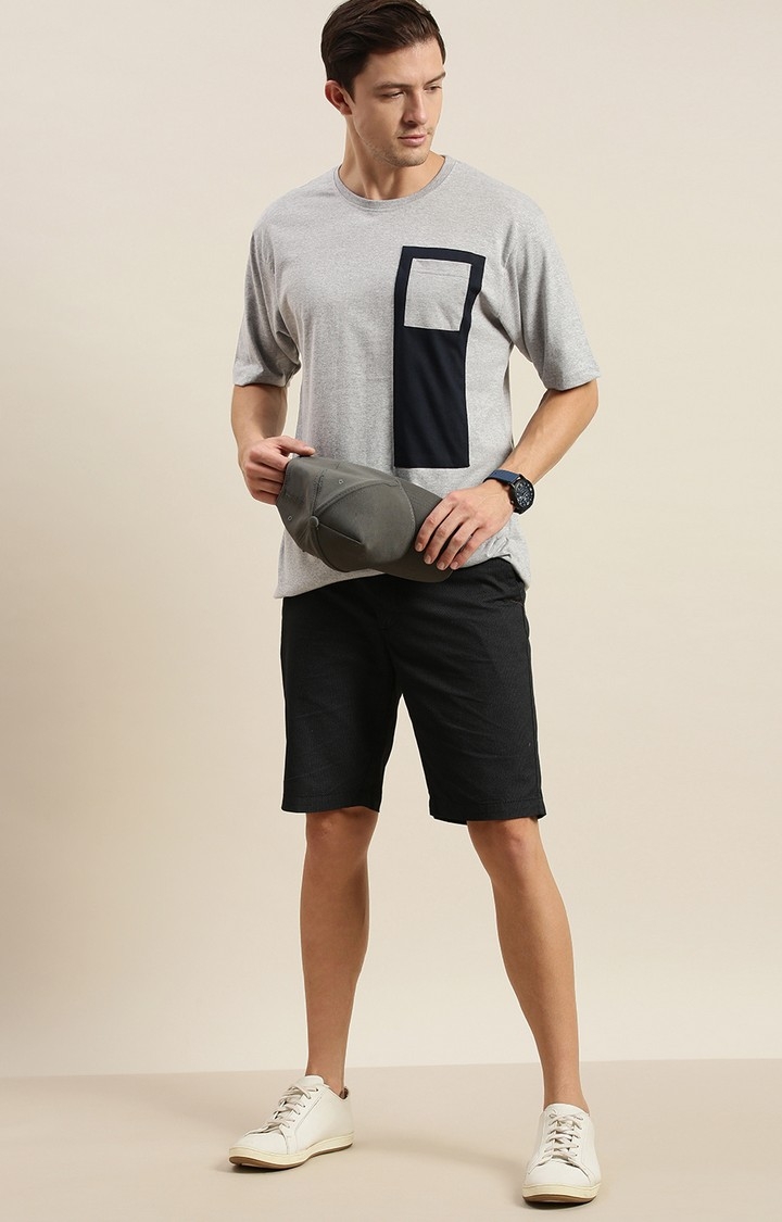 Men's Grey Cotton Colourblock T-Shirts