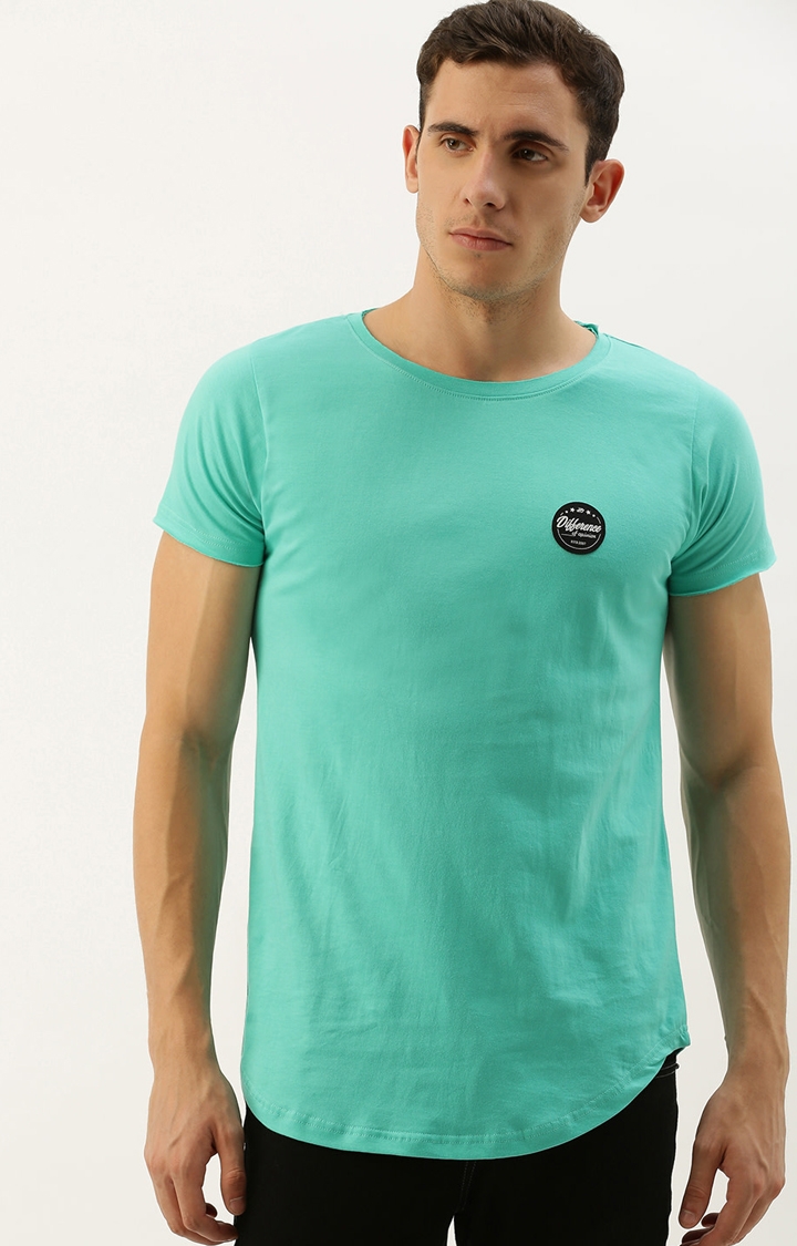 Men's Green Cotton Solid T-Shirts