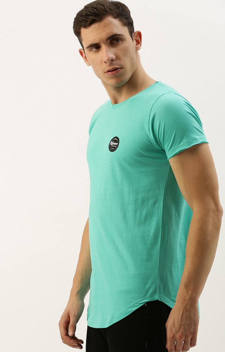 Men's Green Cotton Solid T-Shirts