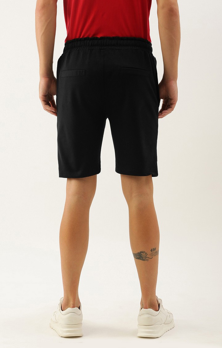 Men's Black Cotton Printed Shorts