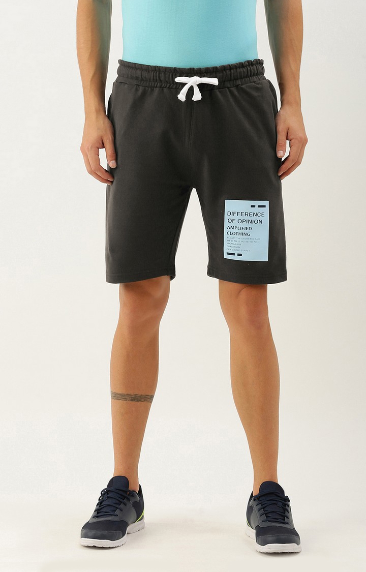 Men's Grey Cotton Printed Shorts