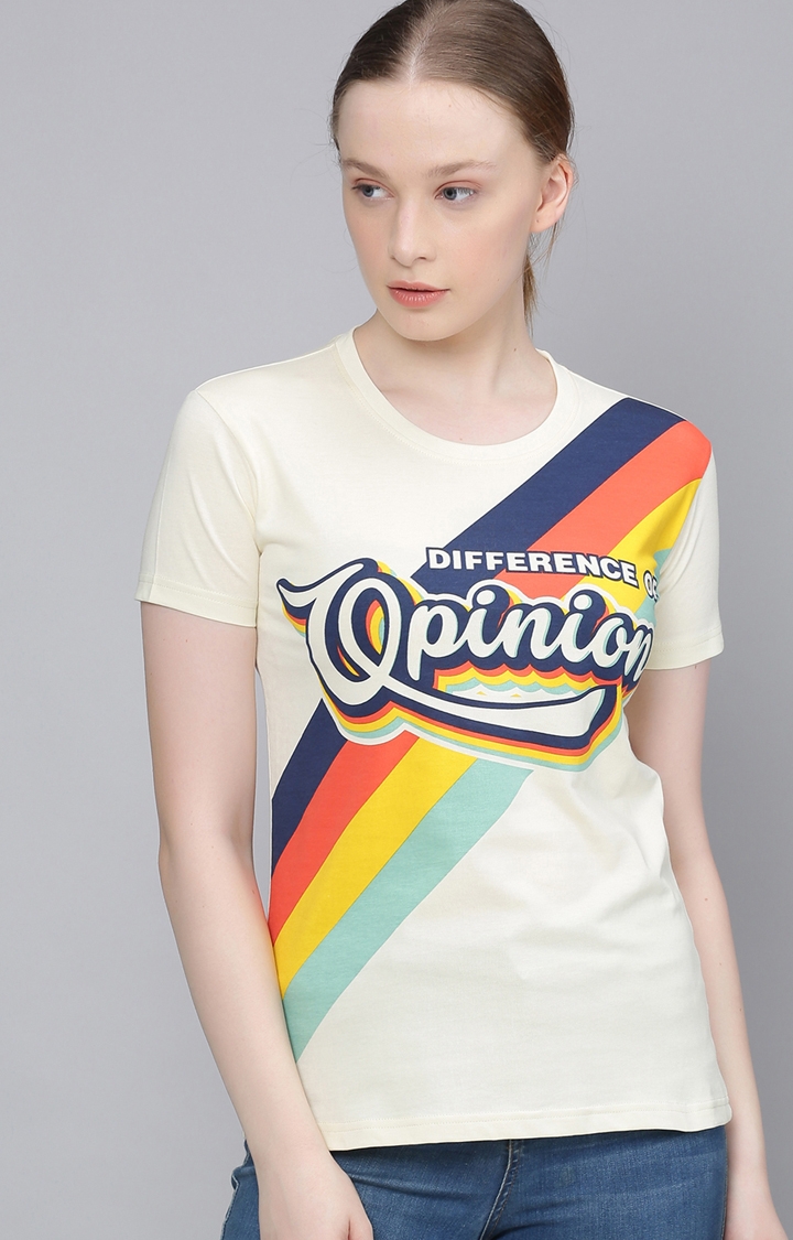 Difference of Opinion | Difference of Opinion Women Multi-Coloured Typography Printed T-Shirt