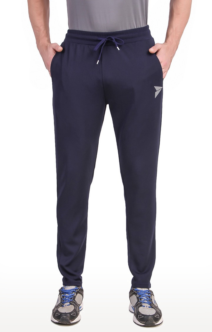 Fitinc Navy Blue Track Pant with Concealed Zipper Pockets