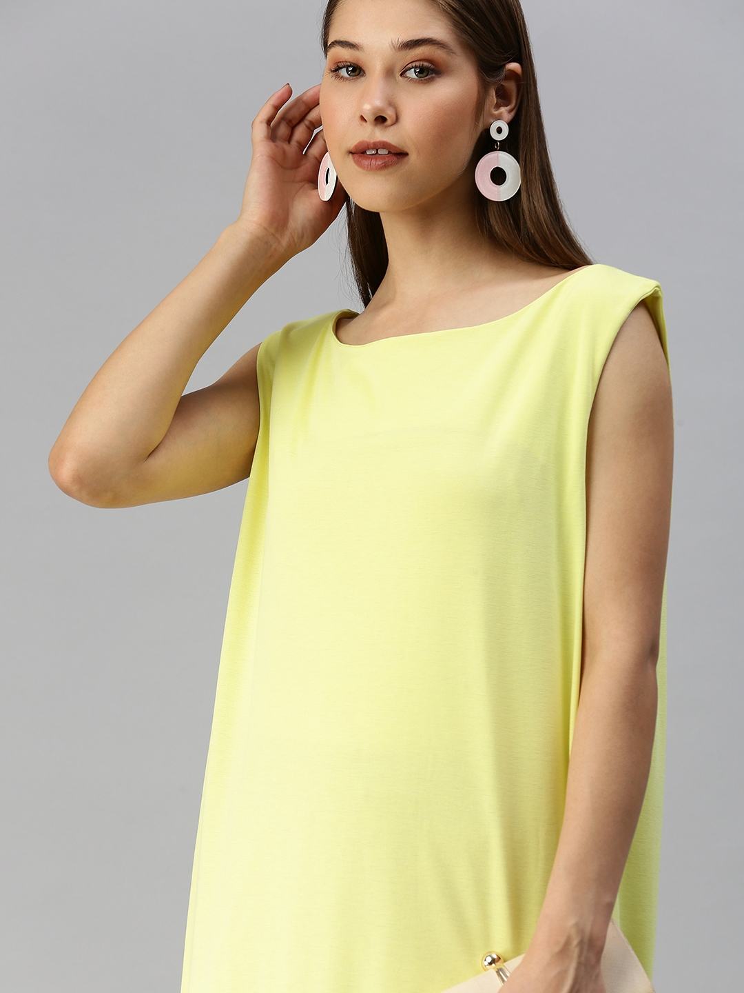 Showoff | SHOWOFF Women's Solid Yellow T-shirt Dress