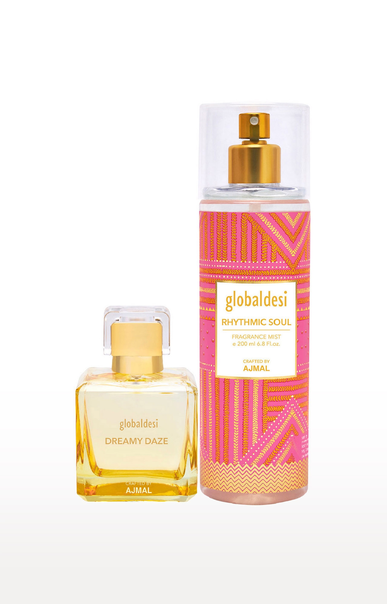 Global Desi Crafted By Ajmal | Global Desi Dreamy Daze EDP 50ML & Rhytmic Soul Body Mist 200ML Pack of 2 for Women Crafted by Ajmal + 2 Testers