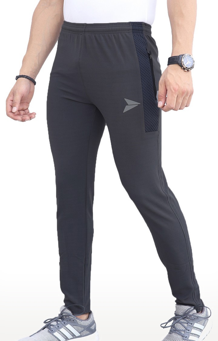 Fitinc Dobby Grey Track Pant for Men with Zipper Pockets