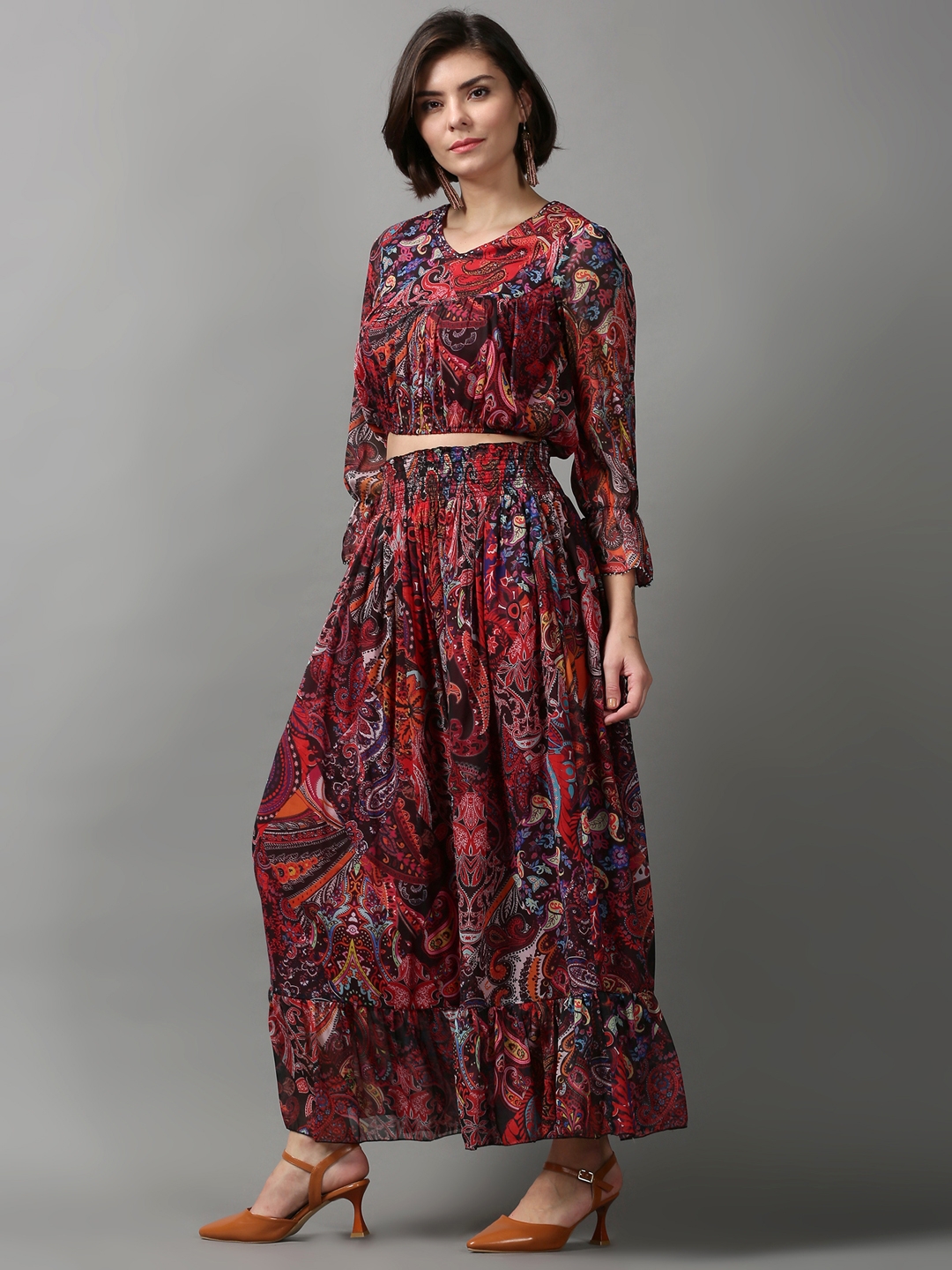 Women's Multi Polyester Printed Co-ords