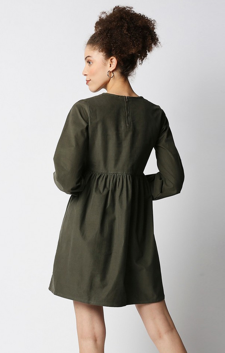 Olive Solid Dress