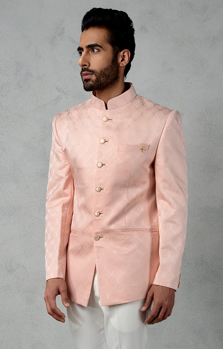 2608-PINK SELF PRINT Men's Pink Textured Jodhpuris