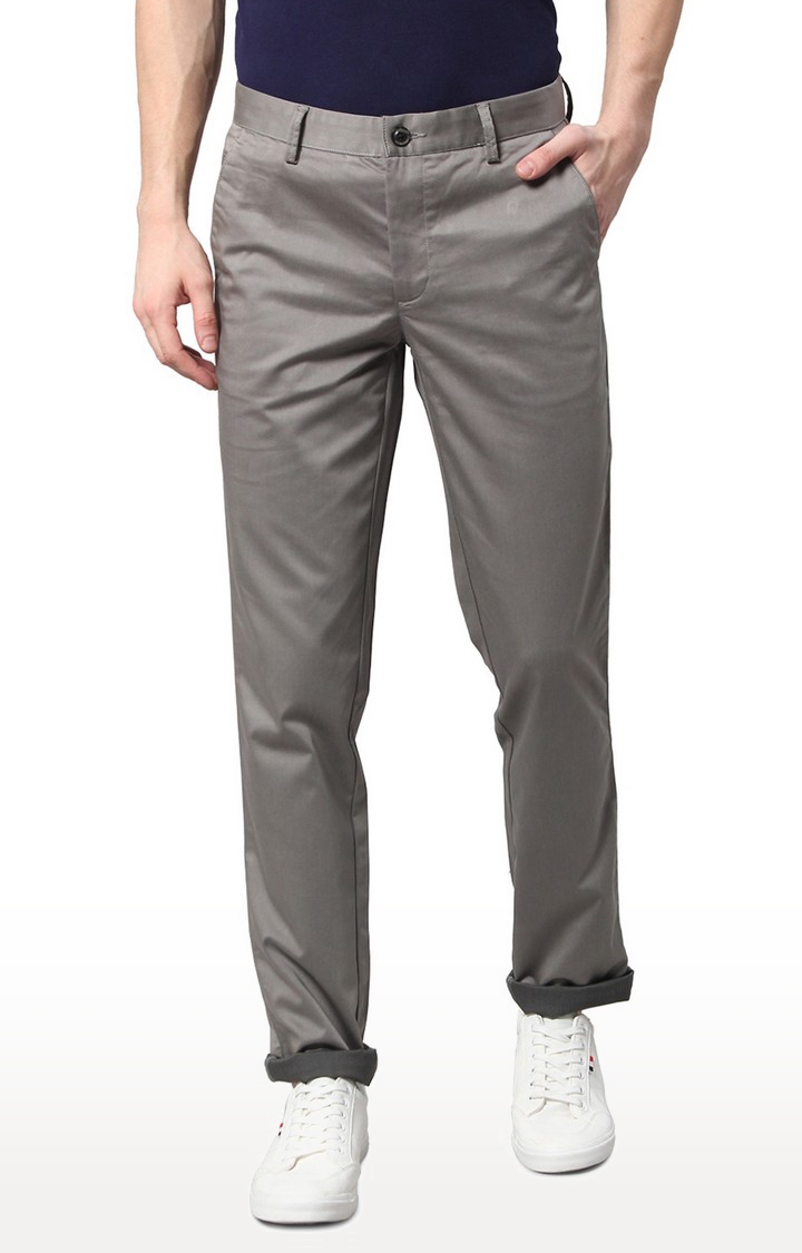 JBCT143/1,GREY SELF Men's Grey Cotton Solid Trousers