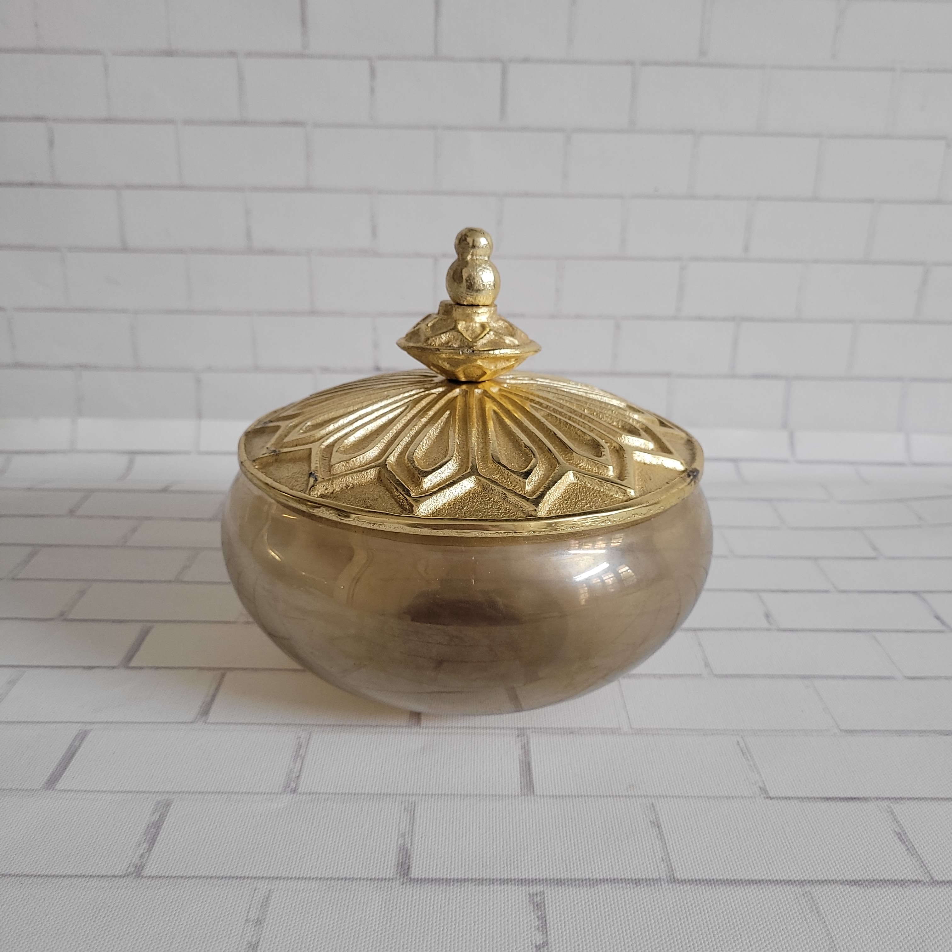 Chakra Glass Bowl with Metal Lid