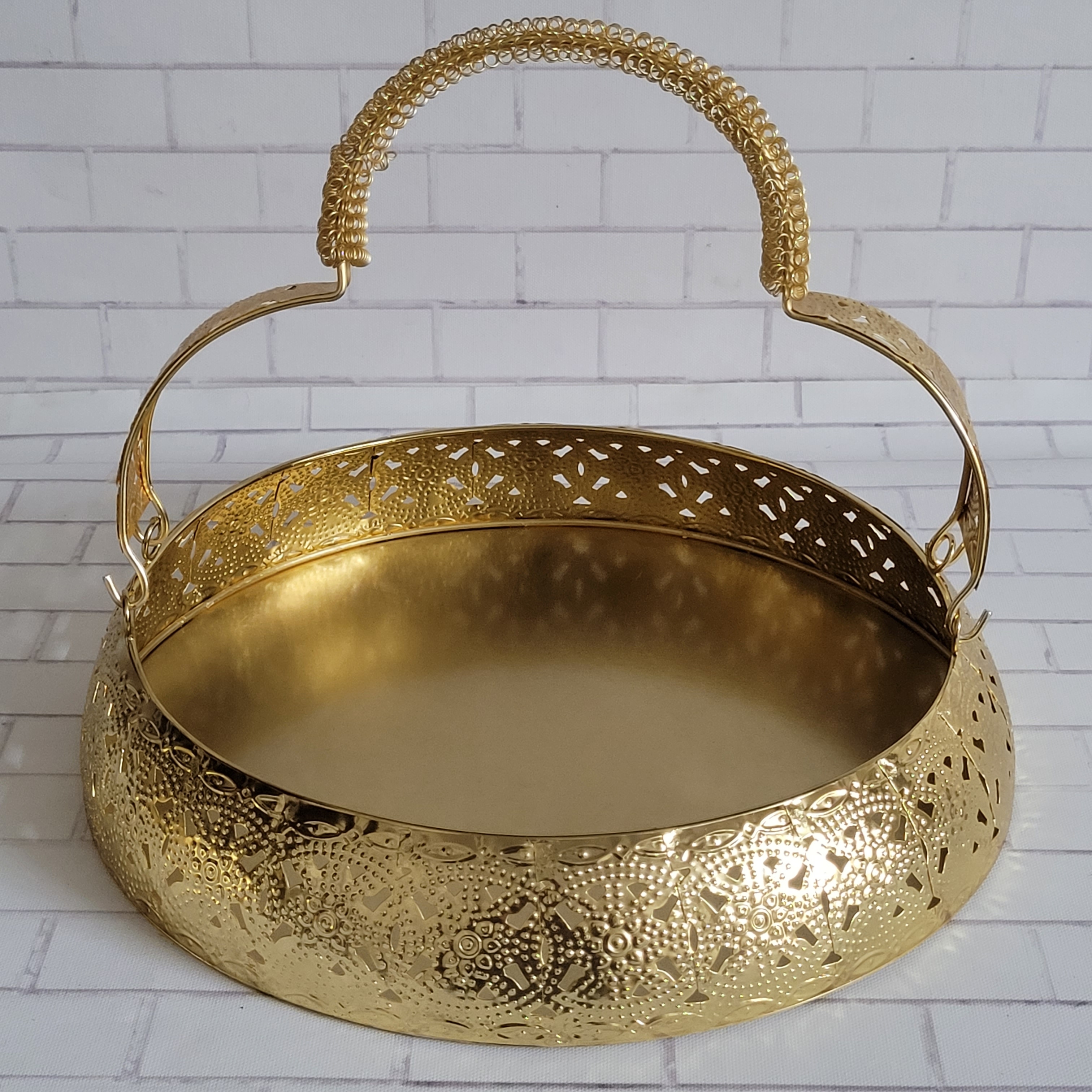 Golden Metal Basket with Handle