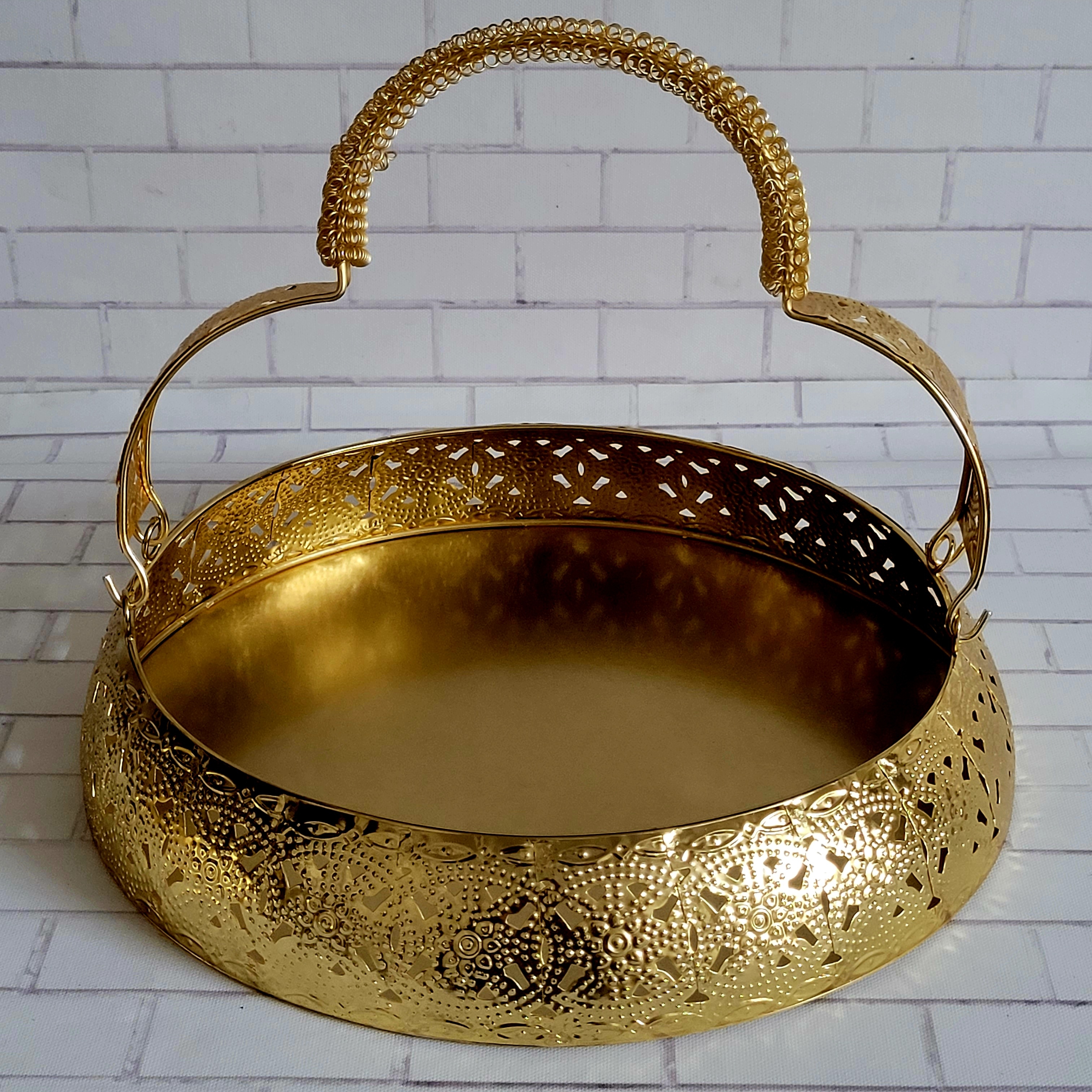 Golden Metal Basket with Handle