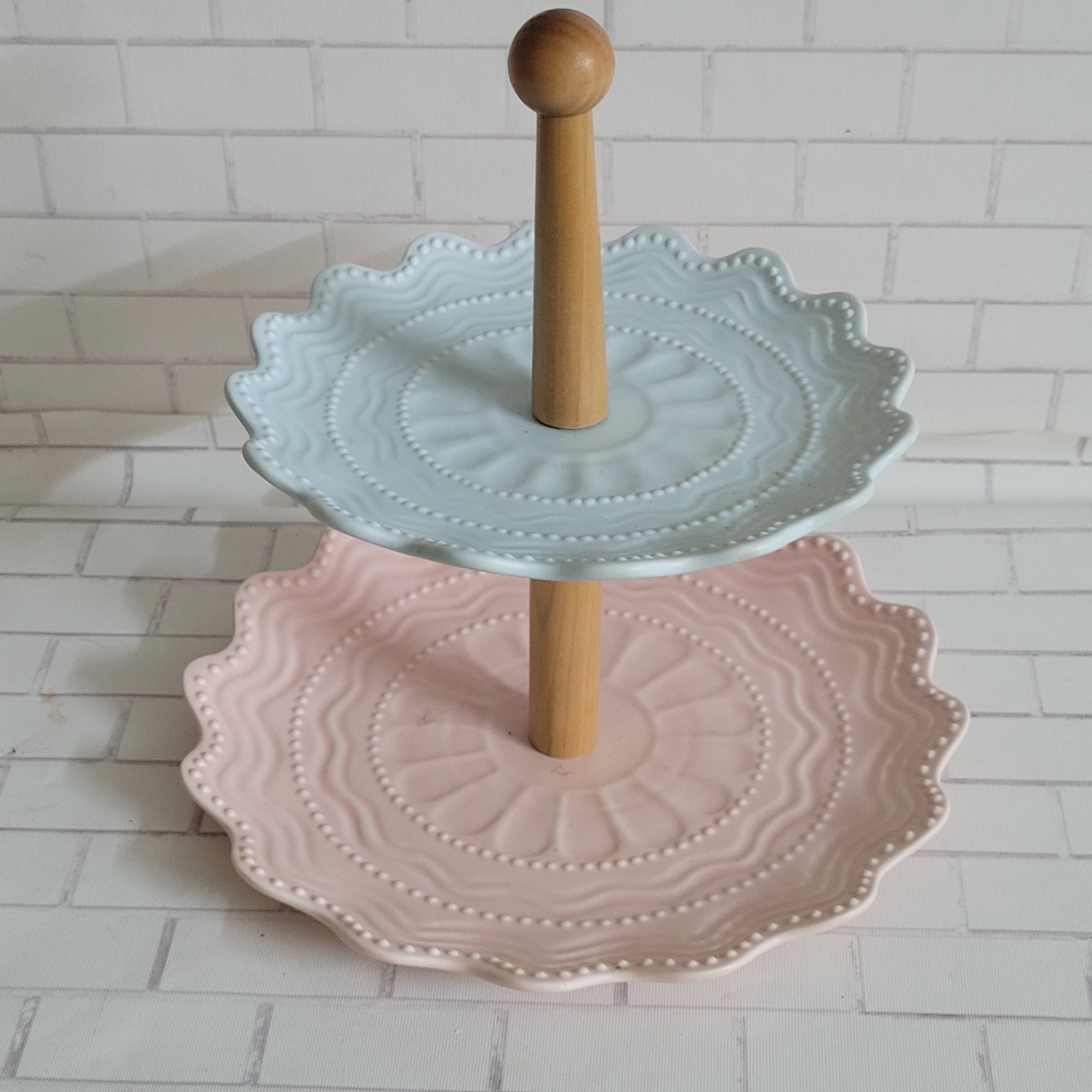 Blue & Pink Two Tier Cupcake stand