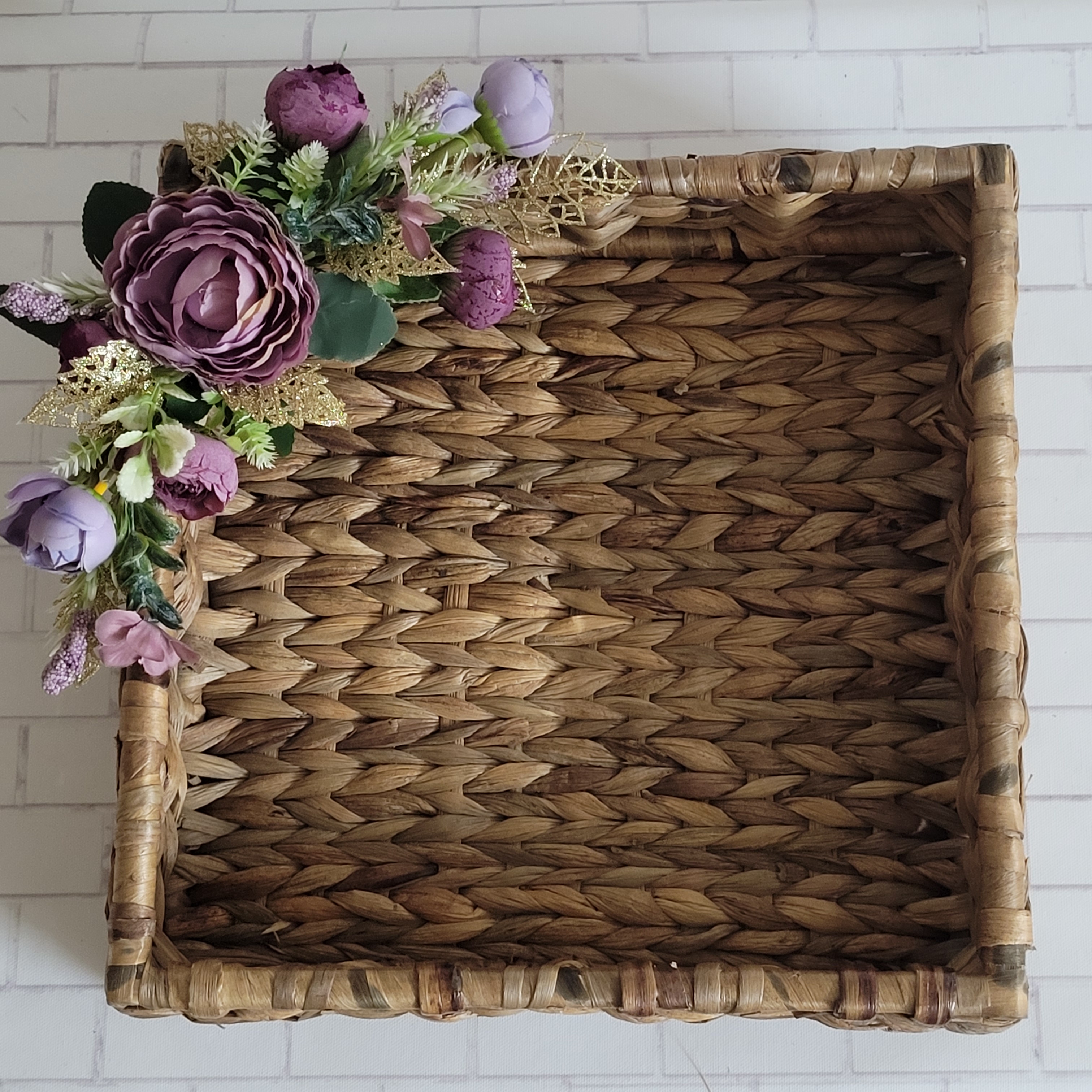 Floral Cane Square Tray 
