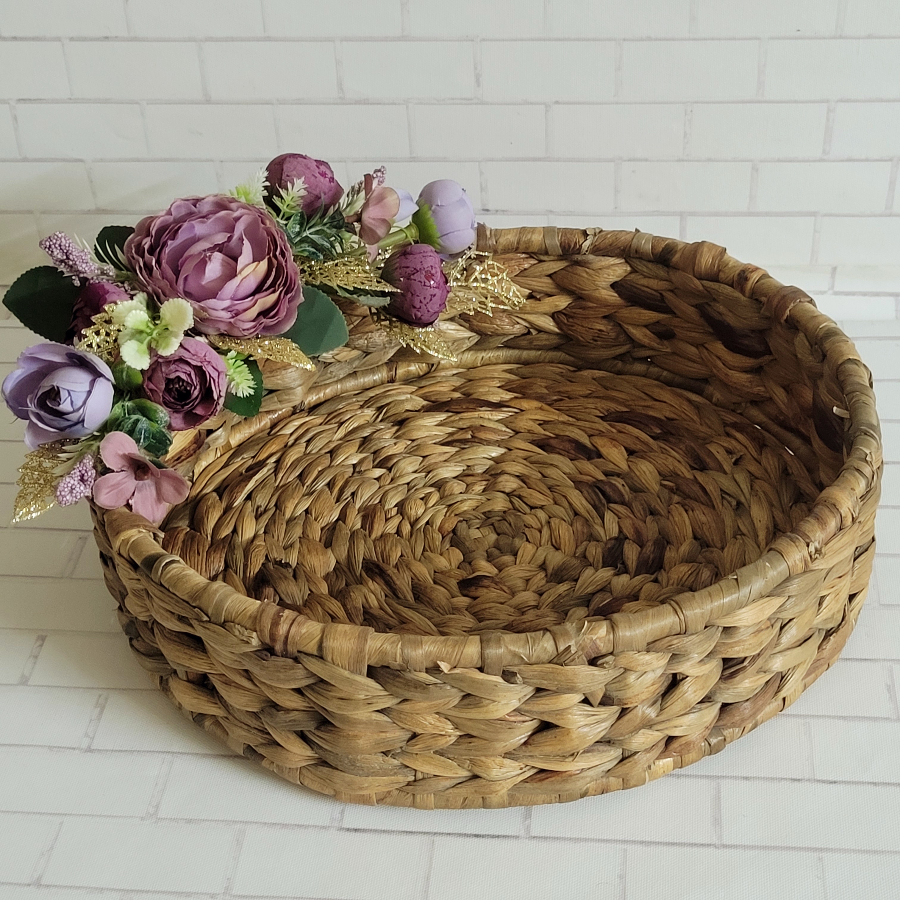 Floral Cane Round Tray