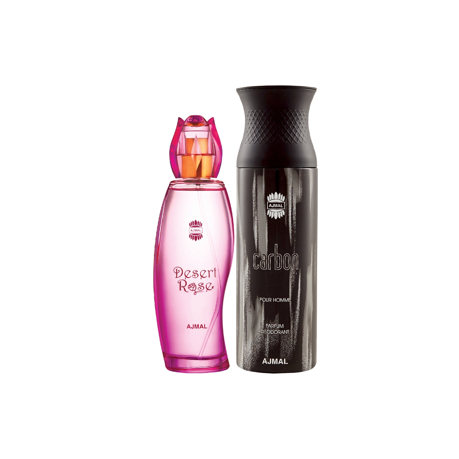 Ajmal | Ajmal  Desert Rose EDP Floral Oriental Perfume 100ml for Women and Carbon Homme Deodorant Citrus Spicy Fragrance 200ml for Men+ 2 Parfum Testers FREE