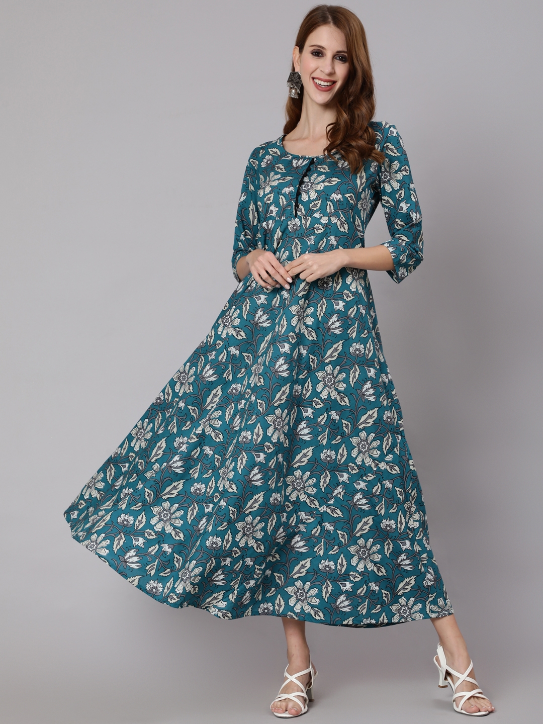ANTARAN | Printed Cotton Blue Dress