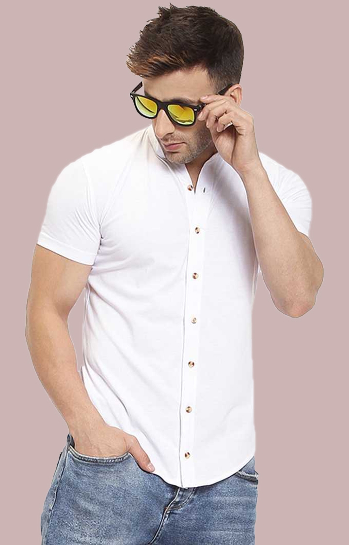 Diversify Men's Cotton Blend White Casual Shirt