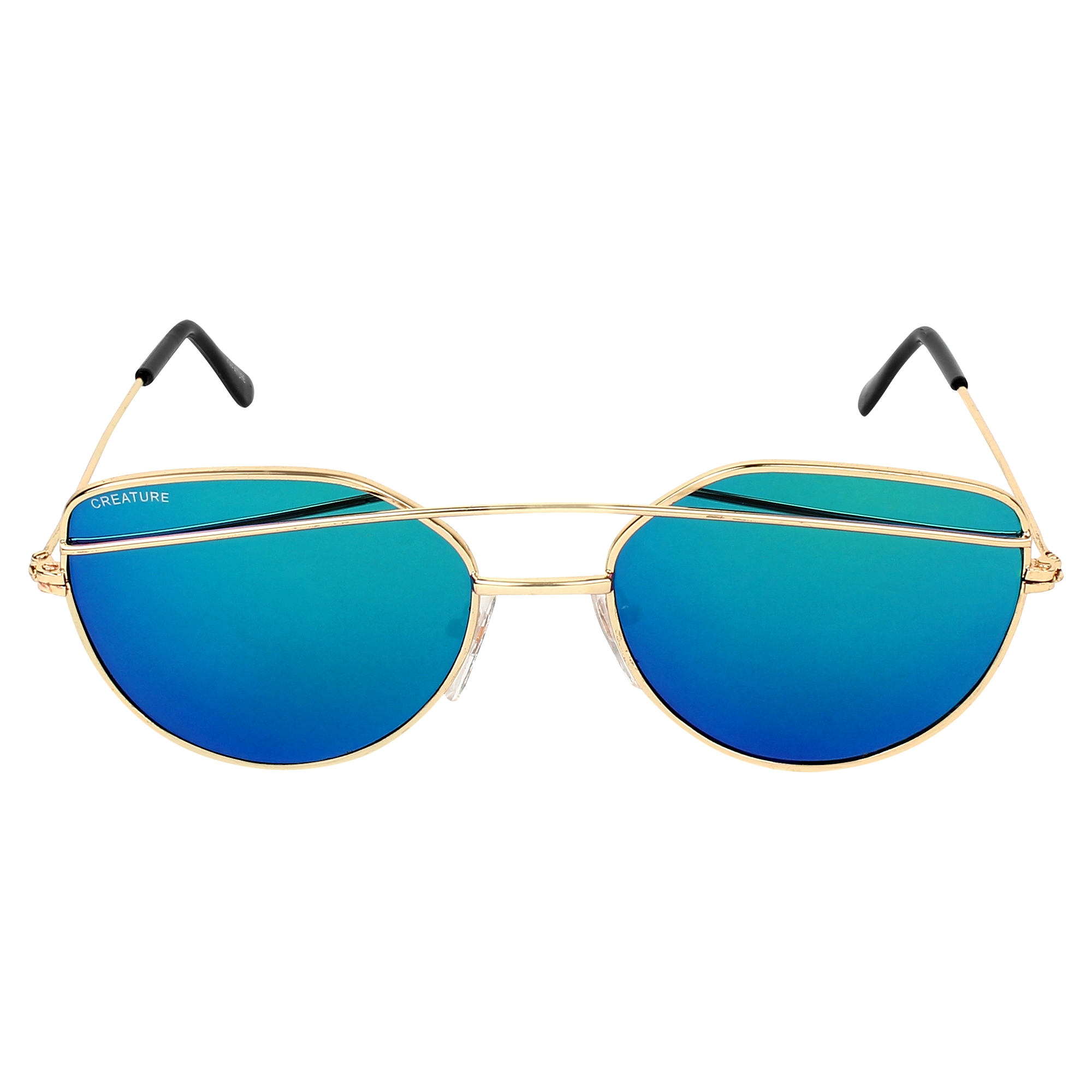 CREATURE | CREATURE Blue Aviator UV Protected Unisex Sunglasses (Lens-Blue|Frame-Golden)