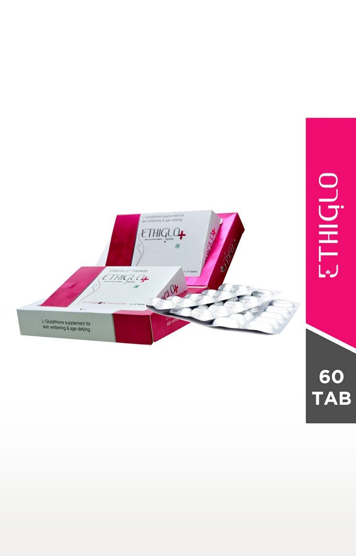 Ethiglo Plus Tablets (L-Glutathione 600mg and Vitamin C 40mg) Skin Lightening & Whitening Tablet