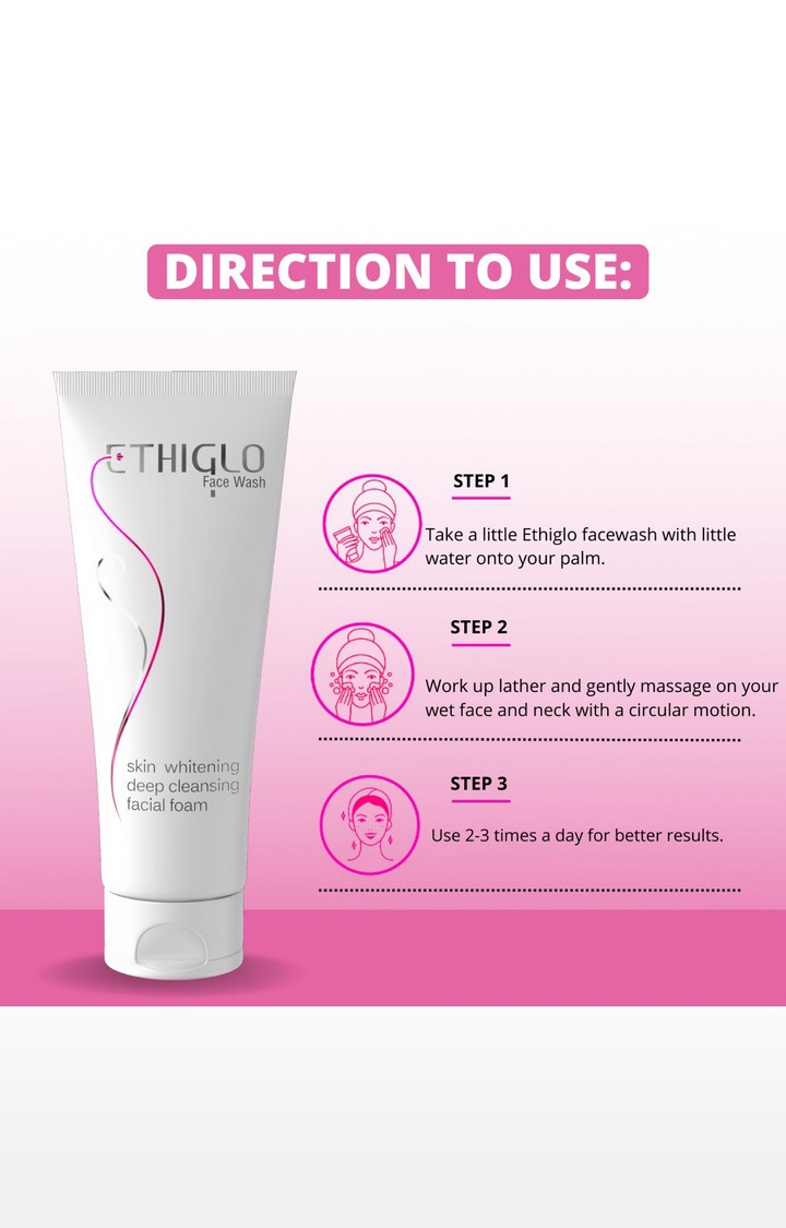 Ethiglo Skin Whitening Face Wash (70ml) : It deep cleanses the skin and removes dead cells : Pack of 4